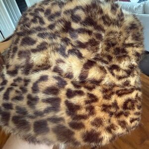 Nine West Leopard Print Faux Fur Hat